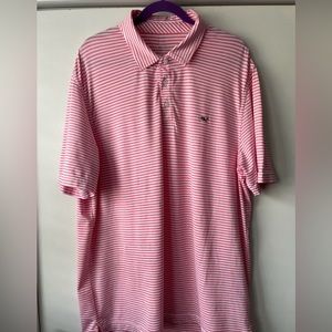 Vineyard Vines Golf Polo Shirt Pink Striped Men's  Performance Whale Logo